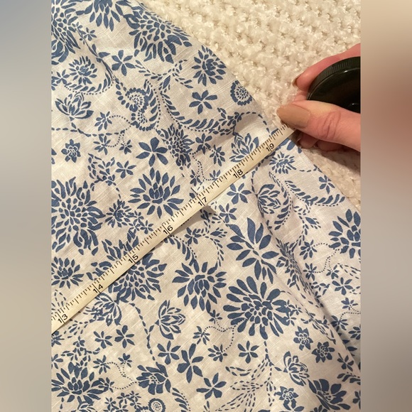 LOFT Blue White Floral Ruffle Long Sleeve Mini Dress NWT Size Medium - Picture 7 of 7
